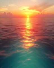 Obraz premium Vibrant sunset over calm ocean. (6)