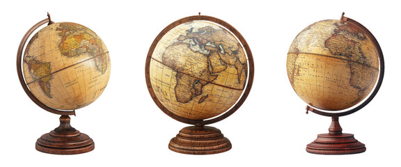 Globe Collection on Transparent Background for Educational Use