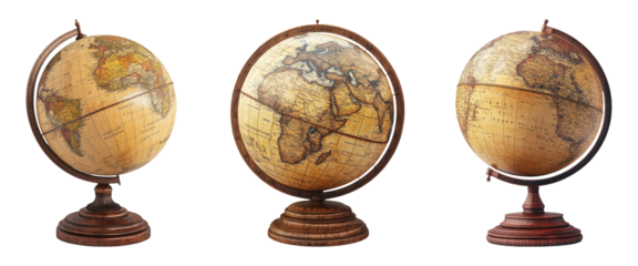 Globe Collection on Transparent Background for Educational Use