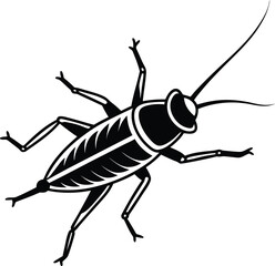 Cricket silhouette vector illustration, Cricket line art vector design, Cricket insect vector icon