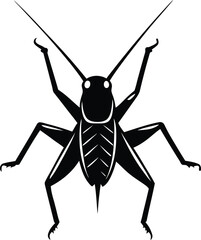 Cricket silhouette vector illustration, Cricket line art vector design, Cricket insect vector icon