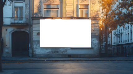 Mock-up of a blank white building hoarding branding space in Dubai at noon.