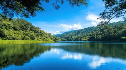 Fototapeta premium Serene Mountain Lake Reflection in Forest