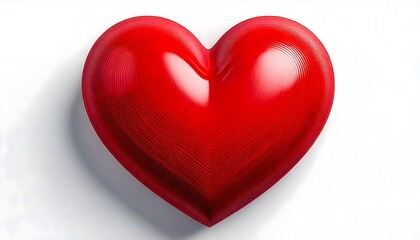 Fototapeta premium Shiny red heart isolated on transparent background, 3D rendering style, PNG image with alpha channel.