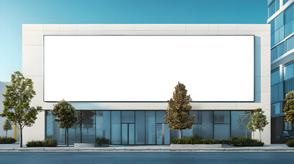Mock-up of a blank white building hoarding branding space in Casablanca at noon
