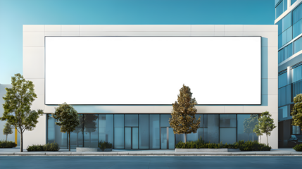 Mock-up of a blank white building hoarding branding space in Casablanca at noon