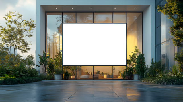 Mock-up of a blank white building hoarding branding space in Dublin at noon