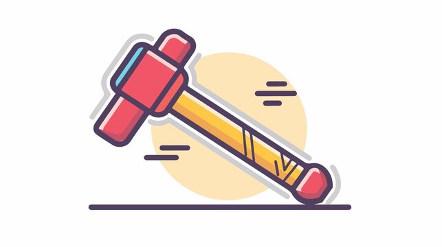 Hammer and Mallet Line Art Vector Icon for Mauling Illustration