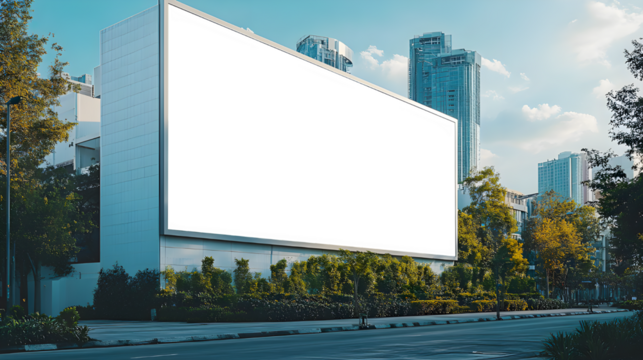 Mock-up of a blank white building hoarding branding space in Kuala Lumpur at noon