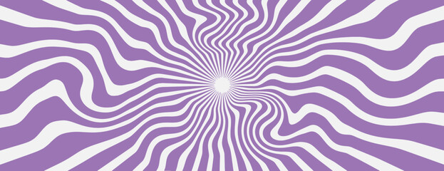 Psychedelic background with wavy purple and white lines. The background features a hypnotic, swirling purple pattern. Psychedelic pattern background vector. Purple background.