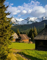 Scenic view of a traditional village beneath the Tatras (Slovakia)