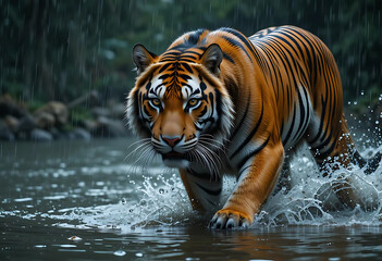 tiger in the river