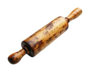 Rolling pin on kitchen utensil high fidelity culinary setting close-up view baking concept isolated on transparent background png