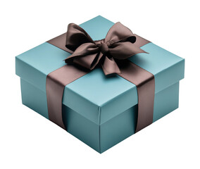Elegant blue gift box with ribbon celebratory event digital background high fidelity concept isolated on transparent background png
