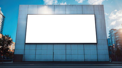 Mock-up of a blank white building hoarding branding space in Melbourne at noon