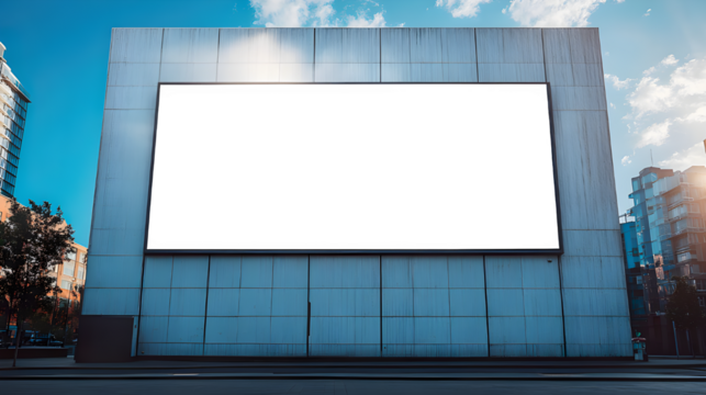 Mock-up of a blank white building hoarding branding space in Melbourne at noon