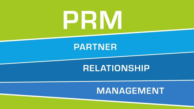 PRM - Partner Relationship Management Green Blue Horizontal Boxes Moving 