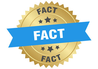 fact. fact round blue and gold label isolated on transparent background