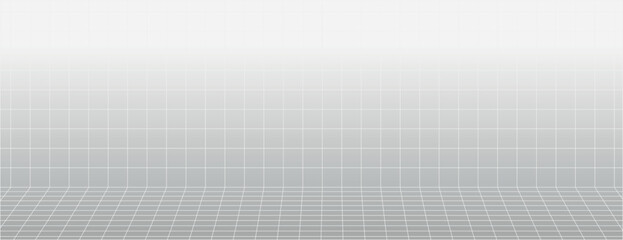 Gray grid background with a modern, minimalist style. The background features a smooth, gray gradient with a grid pattern. Grid pattern background vector. Gray background.
