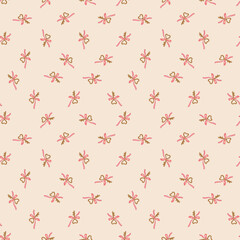 Elegant seamless pattern of heart-shaped keys tied with pink ribbon bows. A romantic design for weddings, Valentine&rsquo;s Day, and love-themed stationery. Ideal for gift wrap, textiles, and decorative pro
