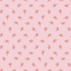 Elegant seamless pattern of heart-shaped keys tied with pink ribbon bows. A romantic design for weddings, Valentine’s Day, and love-themed stationery. Ideal for gift wrap, textiles, and decorative pro