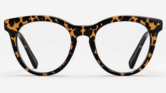 Tortoise shell round eyeglasses.