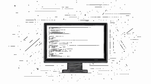 Detailed Vector Illustration of Coding and Programming Concepts in Doodle Line Art Style