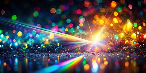 Fototapeta premium Panoramic Prism Light Leak Overlay: Magical Bokeh & Lens Flare Abstract Background
