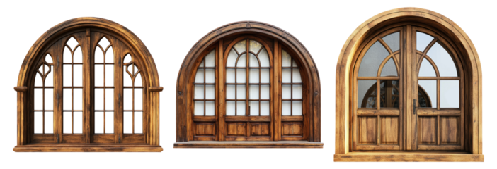 Classic Arch Windows Collection Isolated on Transparent Background
