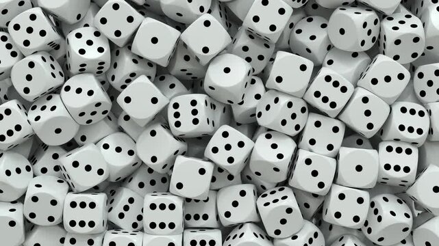 background filled with black and white playing dice - video transition