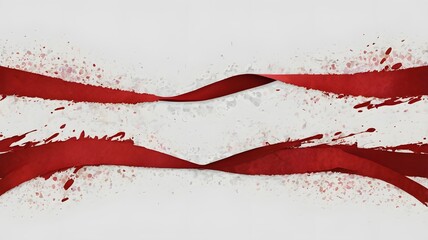 Dynamic Abstract Art, Crimson Ribbons on Textured White Canvas V2