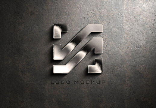Chrome Logo Mockup with 3D Detailled Texture Effect 