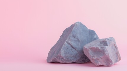 Simple rocks with pink background and copyspace