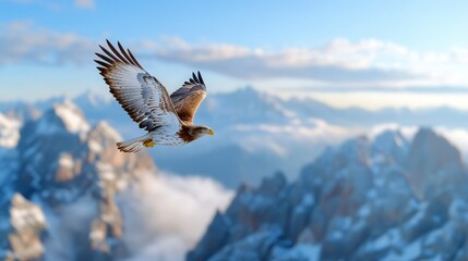 Majestic eagle soaring over mountain peaks, showcasing freedom and grace