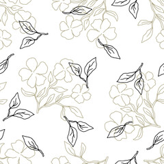 Hand drawn seamless botanical pattern with delicate flowers and leaves on a light background vector illustration