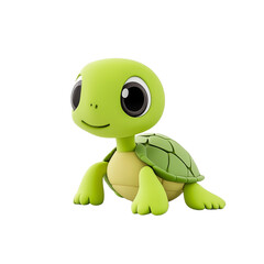 Obraz premium Adorable Cartoon Turtle Sitting On White Background