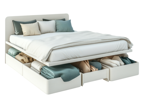 Minimalist 3D Storage Solution for Modern Bedroom Design Concepts