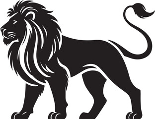 Lion vector illustration in black and white