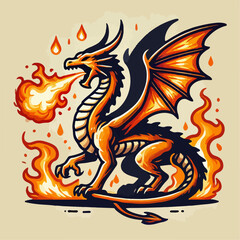 red dragon on white background