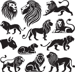Lion vector illustration in black and white © Sarmad