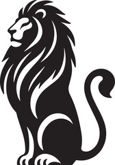 Lion vector illustration in black and white