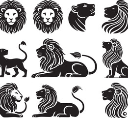 Lion vector illustration in black and white
