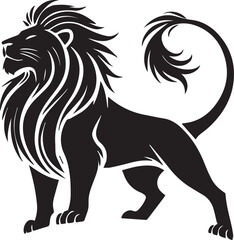 Lion vector illustration in black and white