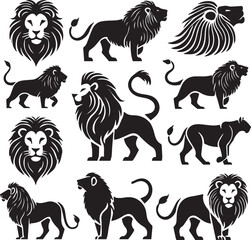 Fototapeta premium Lion vector illustration in black and white