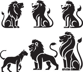 Lion vector illustration in black and white