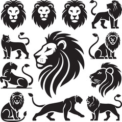 Lion vector illustration in black and white