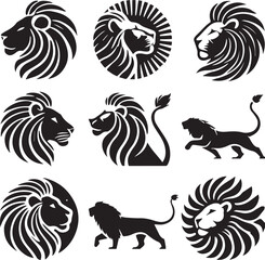 Lion vector illustration in black and white