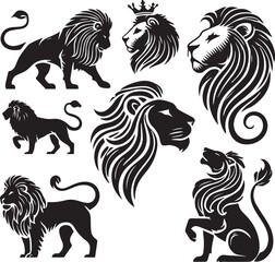 Lion vector illustration in black and white