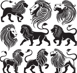 Lion vector illustration in black and white