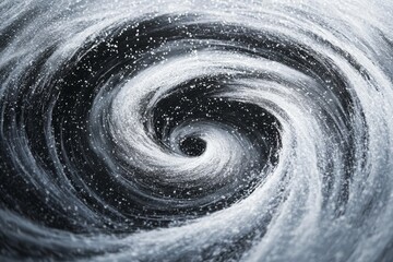 Abstract Vortex Swirling White on Black Background